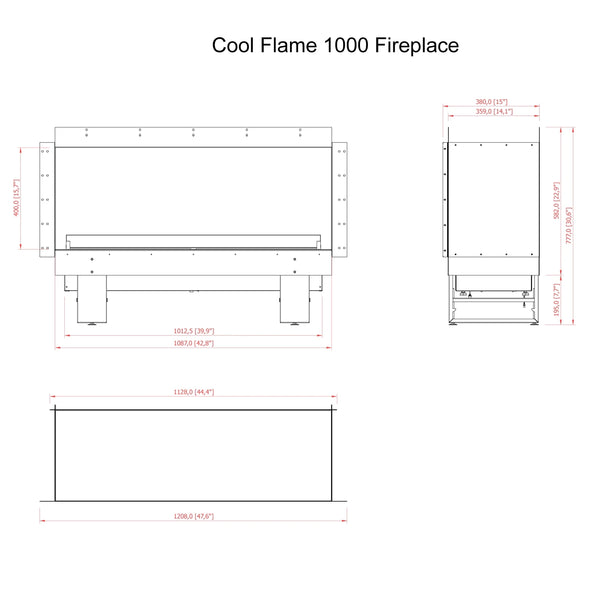 Cool Flame 1000 de 3 caras - Chimenea vapor de agua