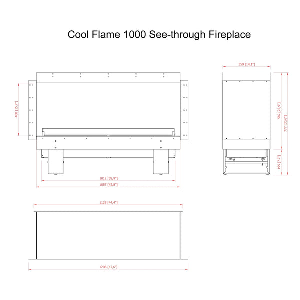 Cool Flame 1000 de 3 caras - Chimenea vapor de agua