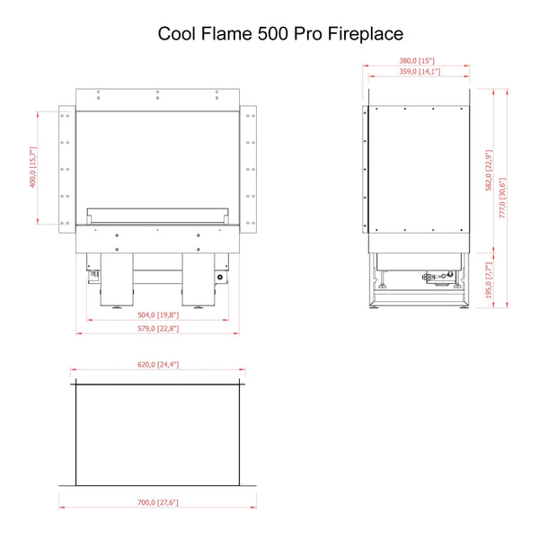 Cool Flame 500 de 3 caras - Chimenea vapor de agua
