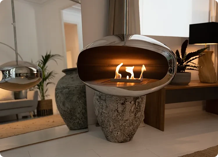 chimenea colgante de bioetanol de acero inoxidable