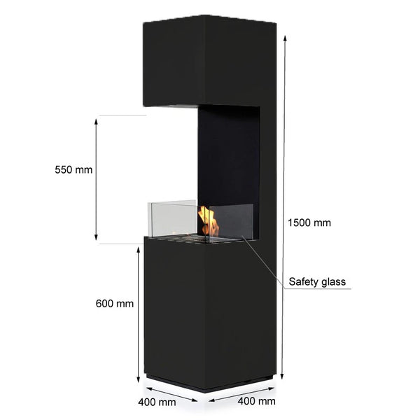 Chimenea abierta de bioetanol - negro