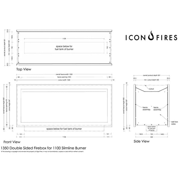 Icon Slimline Firebox SFBDS1350