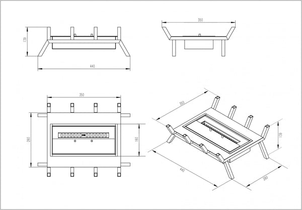 Quemador bioetanol - Imitación hogar - M 40cm