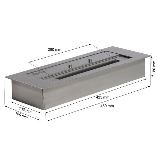 Quemador rectangular de 2,5 litros - 45 cm
