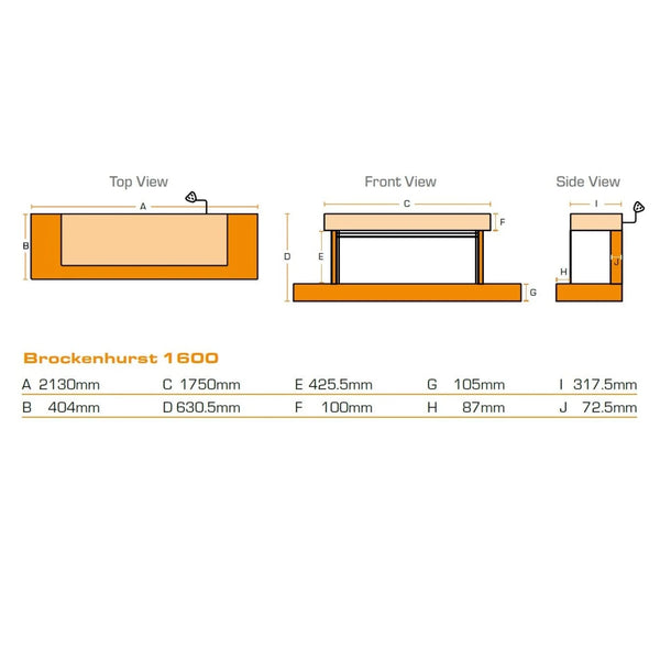 Brockenhurst 1600 Mármol Blanco – Conjunto de chimenea eléctrica mural