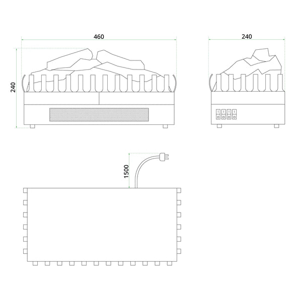 Inserto de chimenea eléctrica para chimenea abierta
