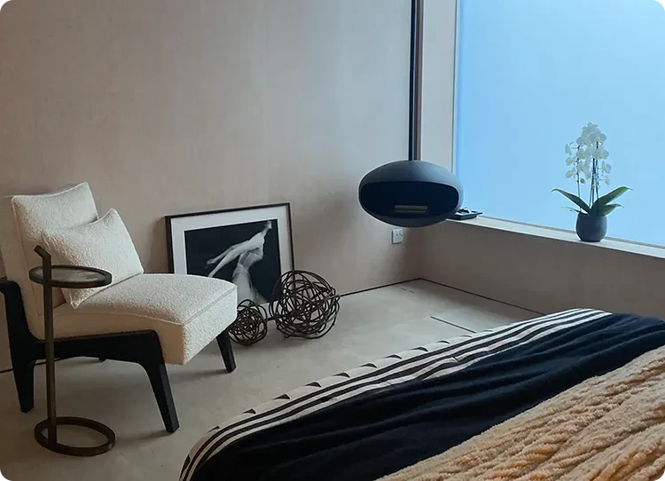 chimenea colgante Cocoon Aeris negra