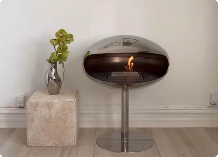 chimenea de bioetanol independiente Cocoon Pedestal de acero
