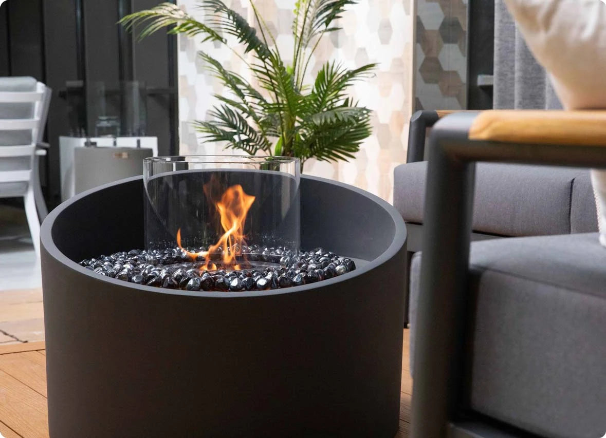 Columna de fuego de bioetanol Torre en negro pizarra
