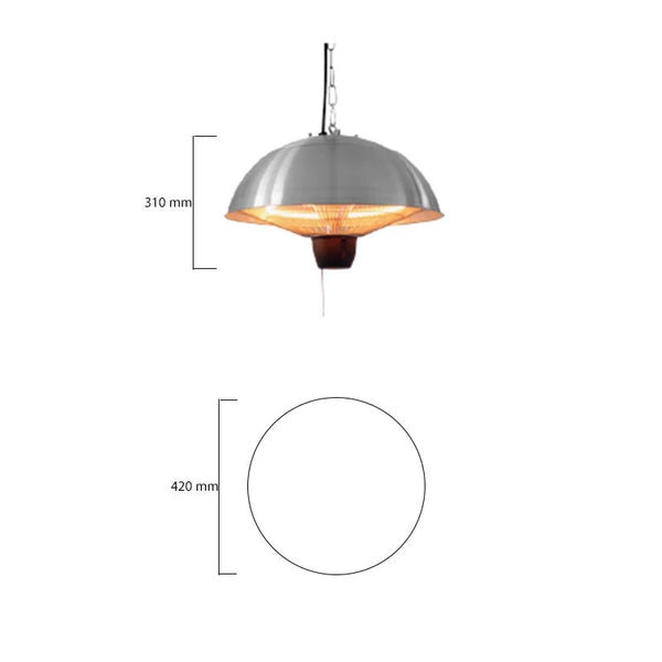 Calefactor exterior eléctrico colgante 600/1500 W, Ø42 cm