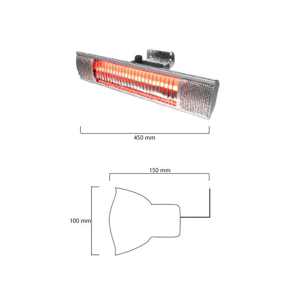 Calefactor exterior eléctrico de pared 1500 W, 51 cm
