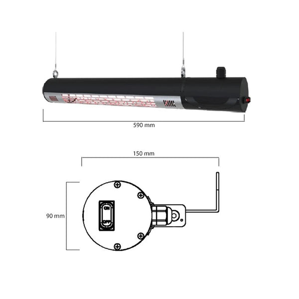 Calefactor exterior eléctrico de pared 1500 W, GT