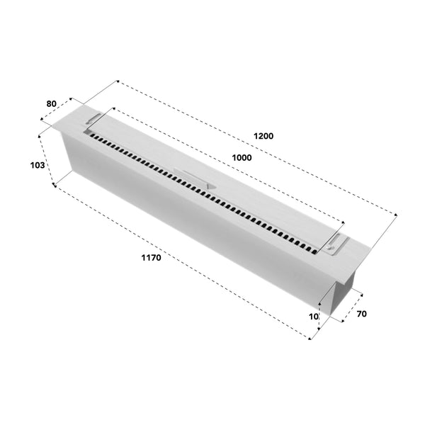 Quemador de bioetanol slim - 120 cm