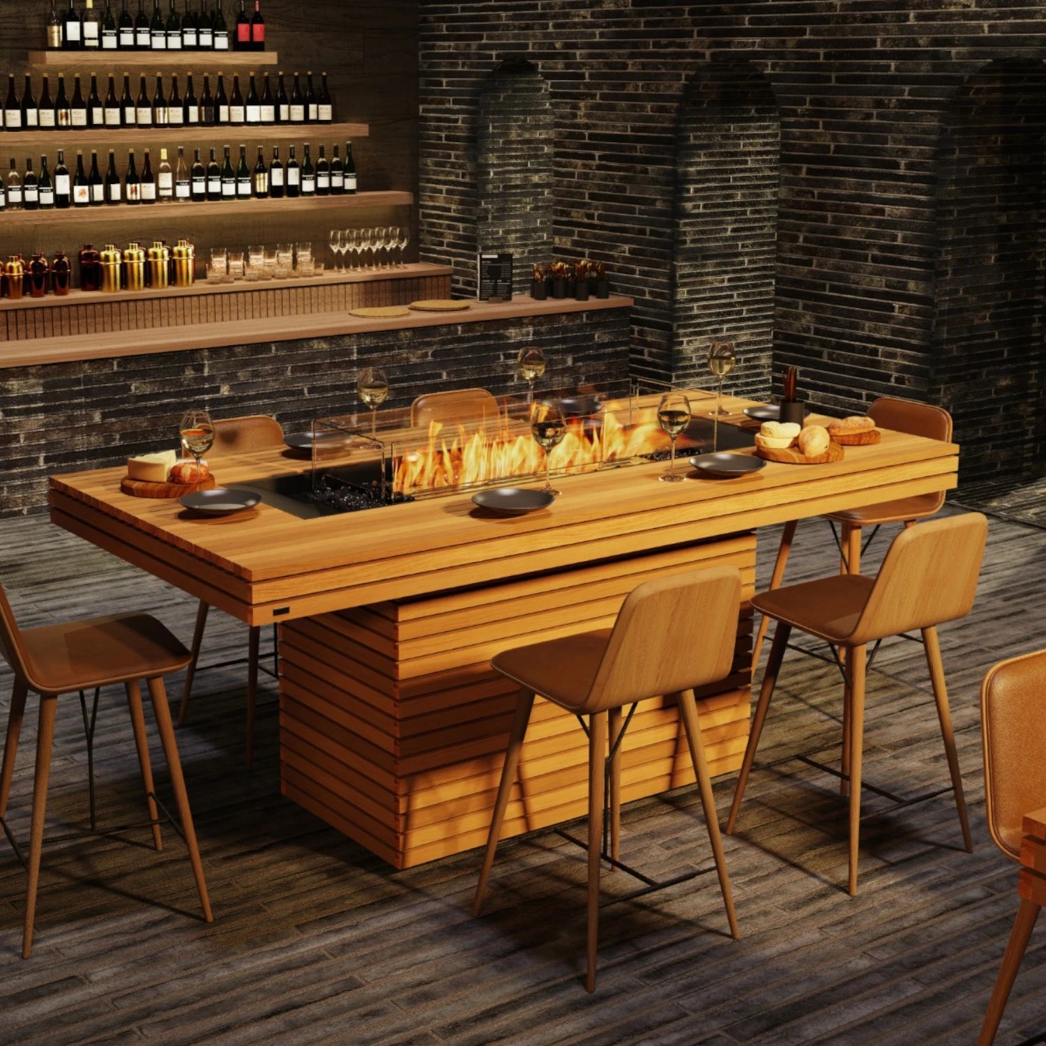 Gin 90 Bar - Brasero de bioetanol en teca