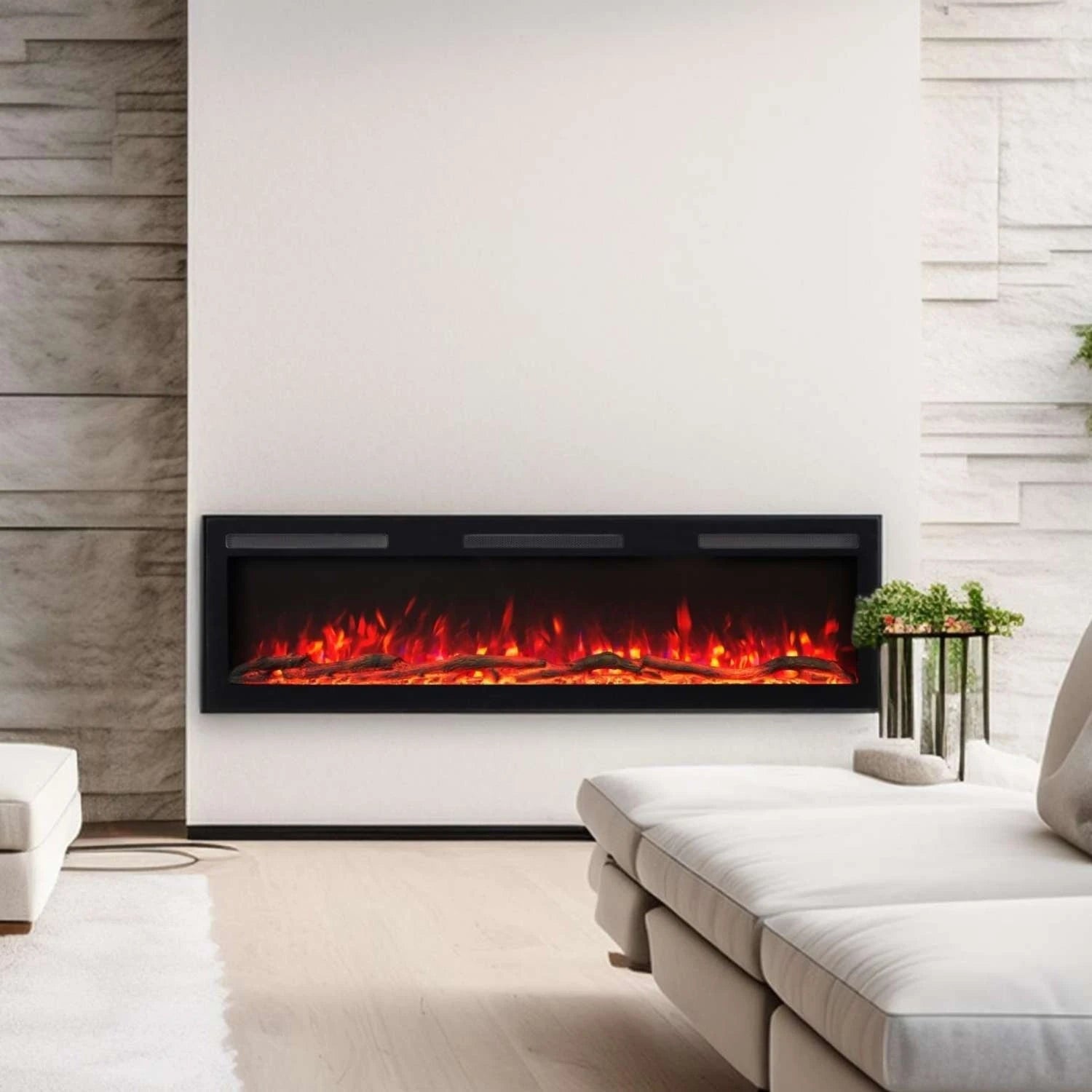 Aflamo Majestic PRO electric fireplace 127 cm wall-mounted with LED flame and logs