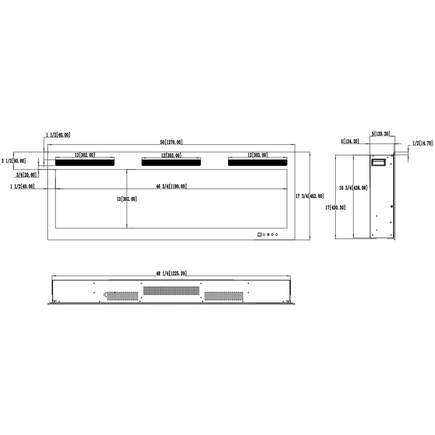 Aflamo Majestic PRO electric fireplace 127 cm wall-mounted with LED flame and logs