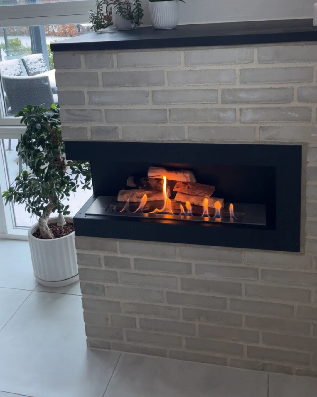 Chimenea integrada de esquina 85 cm lado Izquierda