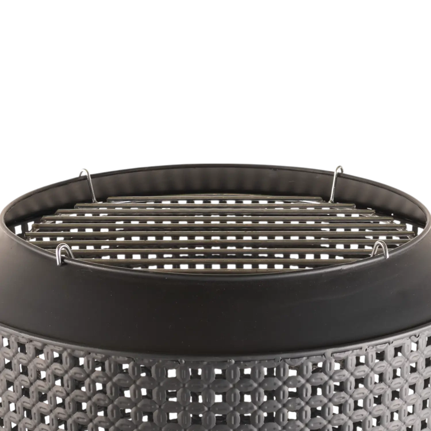 Midland fire basket with grill rack, designed for outdoor heating and cooking with a stylish design