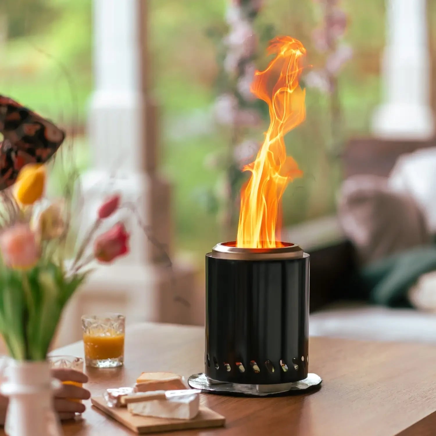 Volcano Pellet Brasero de Mesa Mediano – Acero Inoxidable Negro Mate