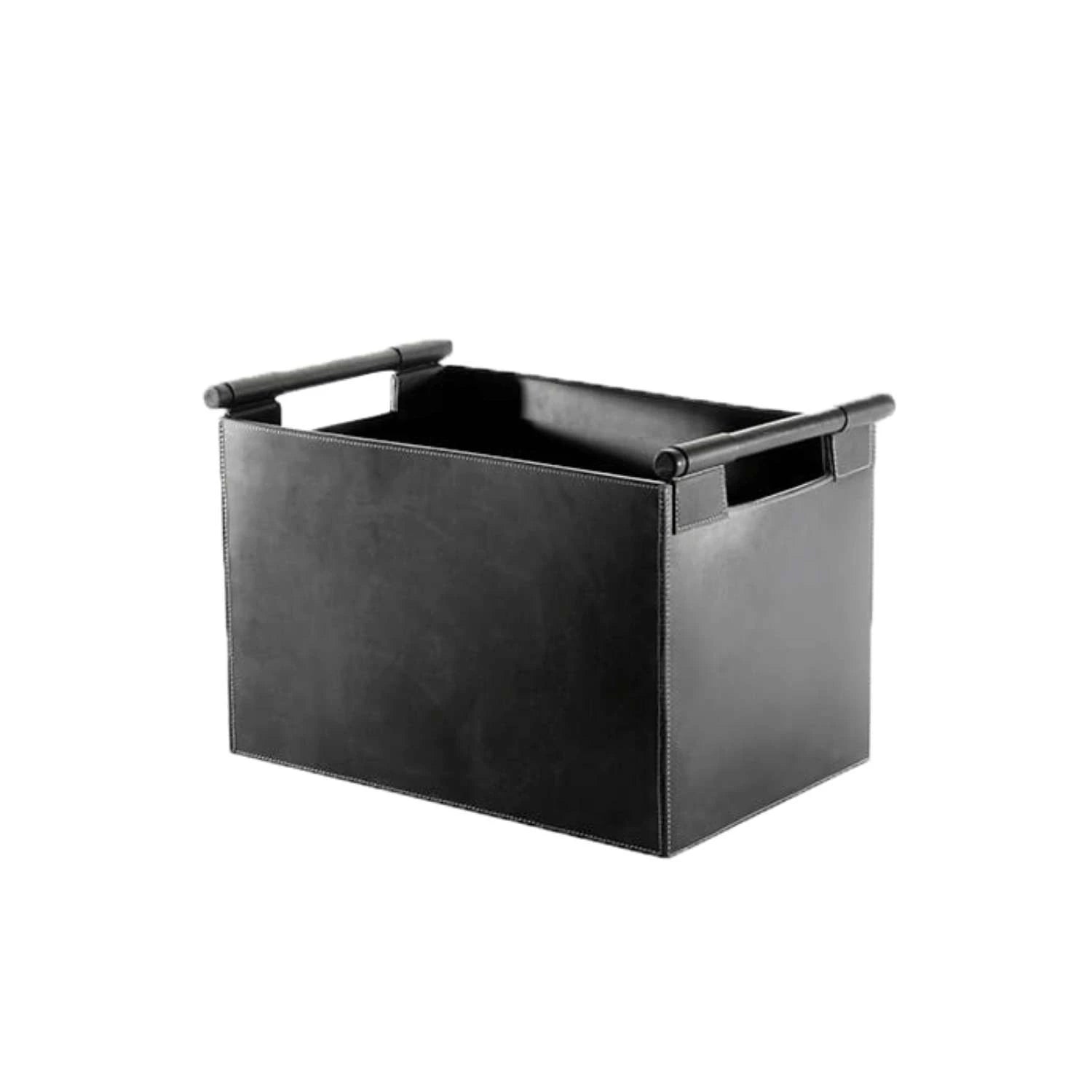 Cubo para leña cuadrado - de cuero