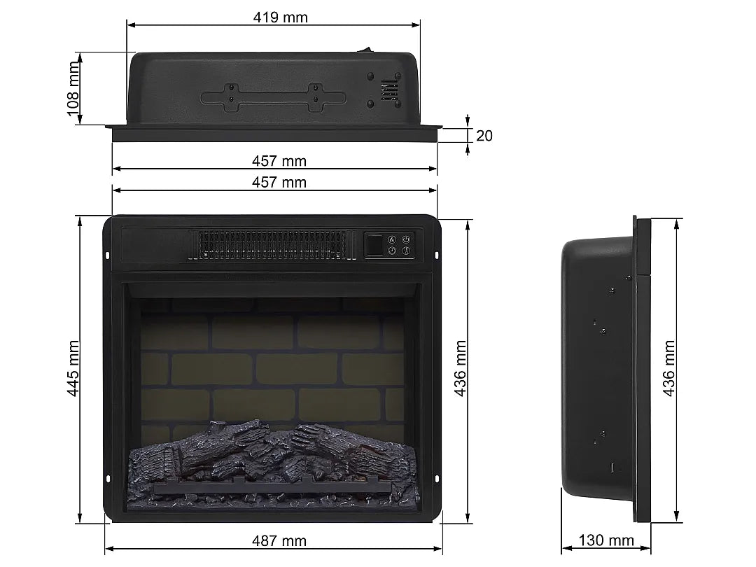 ArtiFlame AF18B - Inserto de Chimenea Eléctrica de 18"