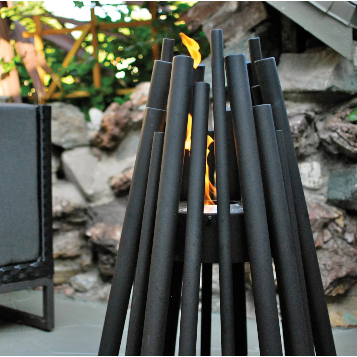 Stix Outdoor - Chimenea de bioetanol negra para exteriores