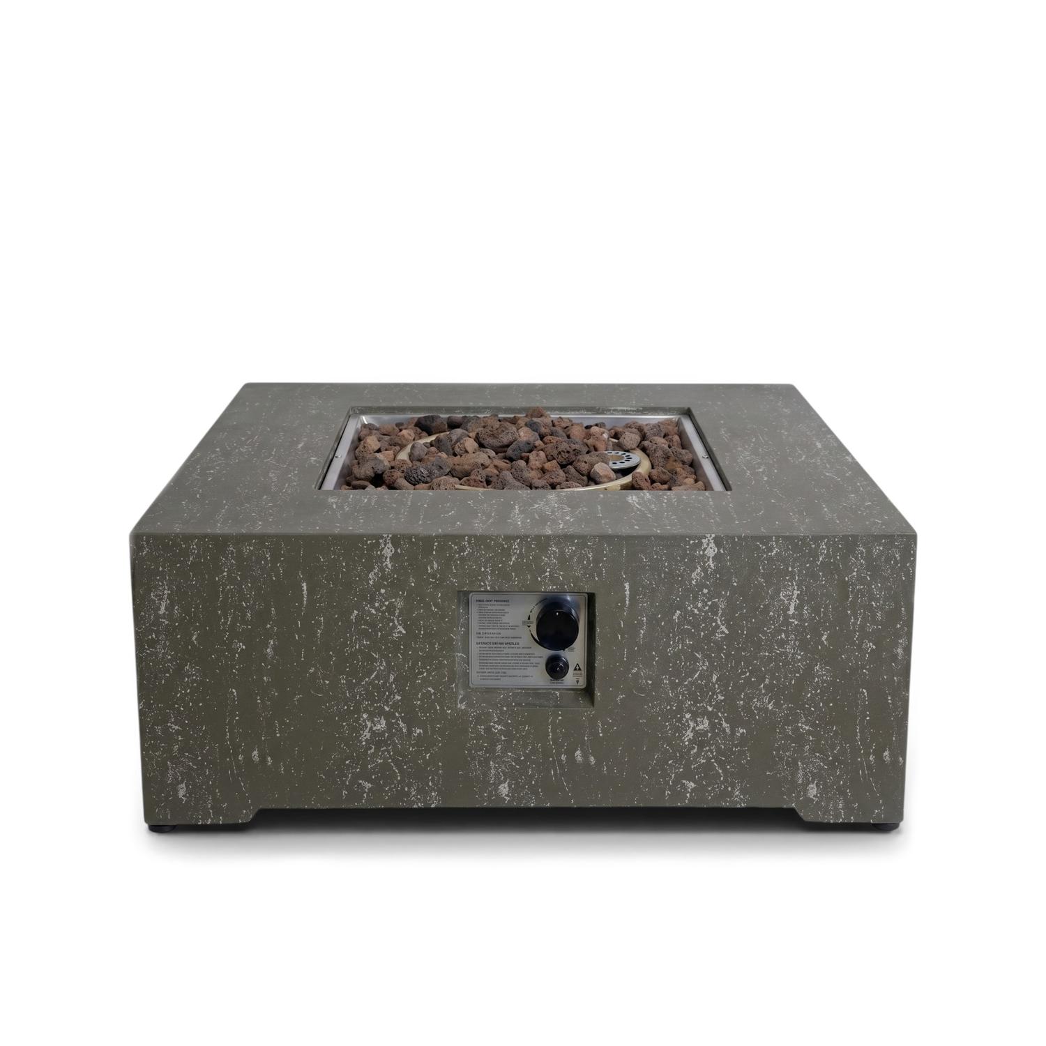 Estate Square 88 Travertino Oscuro – Mesa de Fuego de Gas Cuadrada
