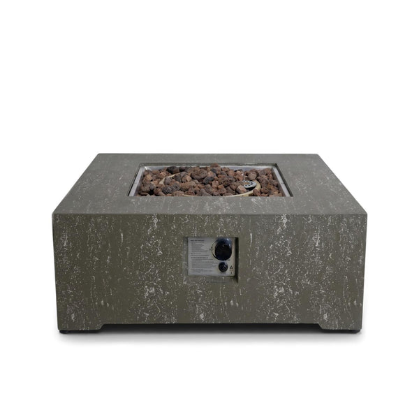 Estate Square 88 Travertino Oscuro – Mesa de Fuego de Gas Cuadrada