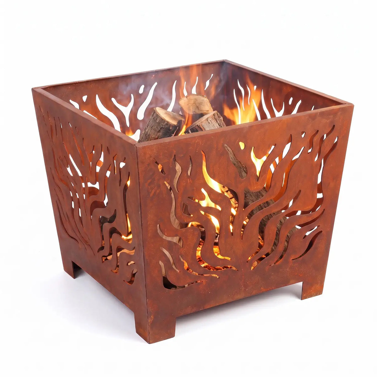 Cesta de fuego cuadrada óxido S