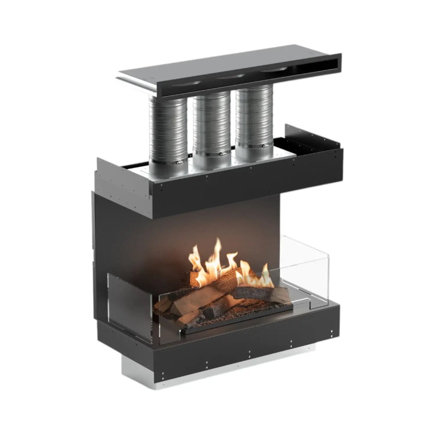 Flogs Box 800 de tres caras (ventilación en la habitación) - Chimenea de bioetanol