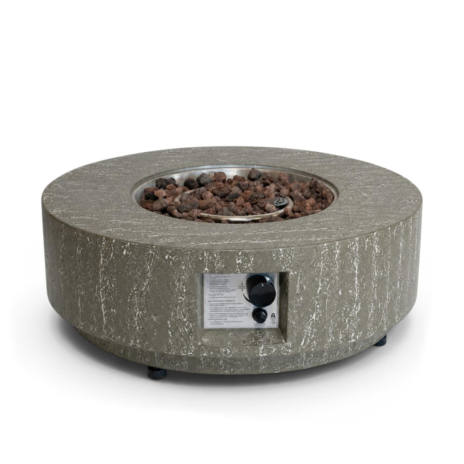 Estate Round 76 Dark Travertine – Mesa redonda de fuego a gas