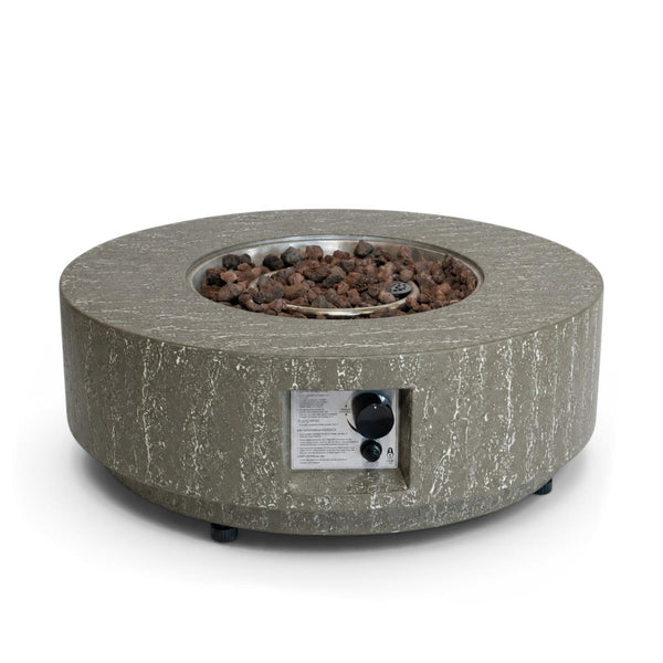 Estate Round 76 Dark Travertine – Mesa redonda de fuego a gas