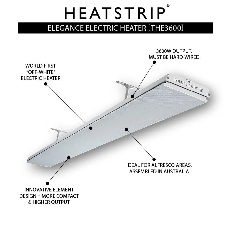 Calefactor eléctrico exteriores Heatstrip Elegance 3600 vatios,