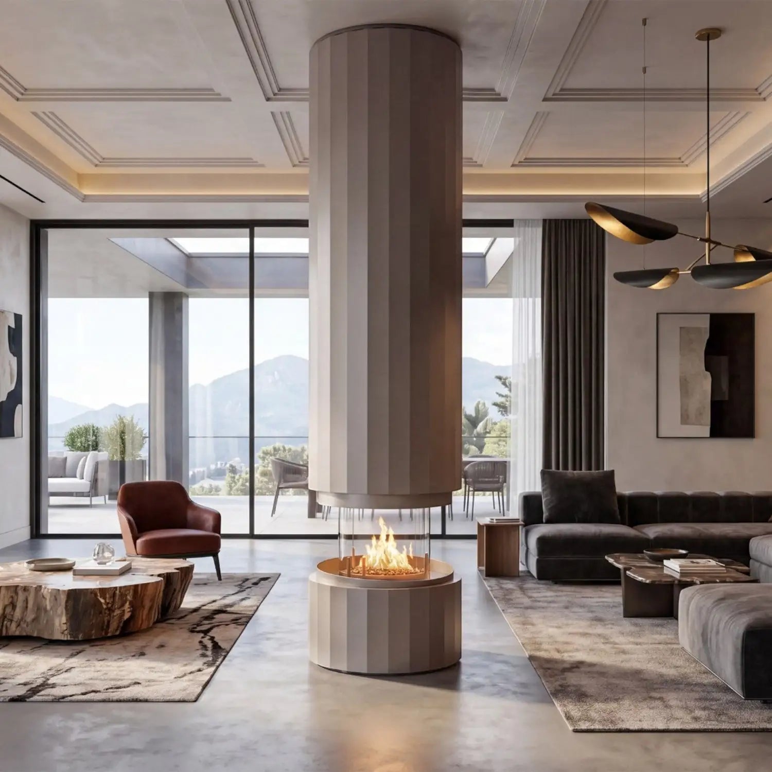 Pillar - Chimenea de bioetanol suspendida - Gris seda