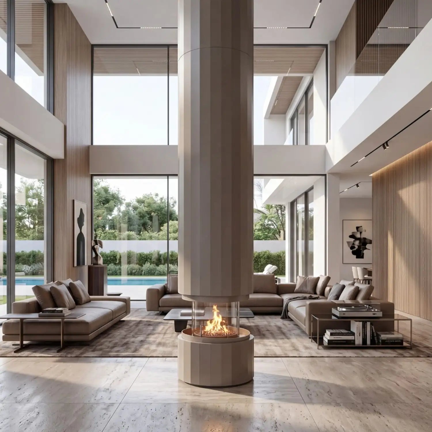 Pillar - Chimenea de bioetanol suspendida - Gris seda