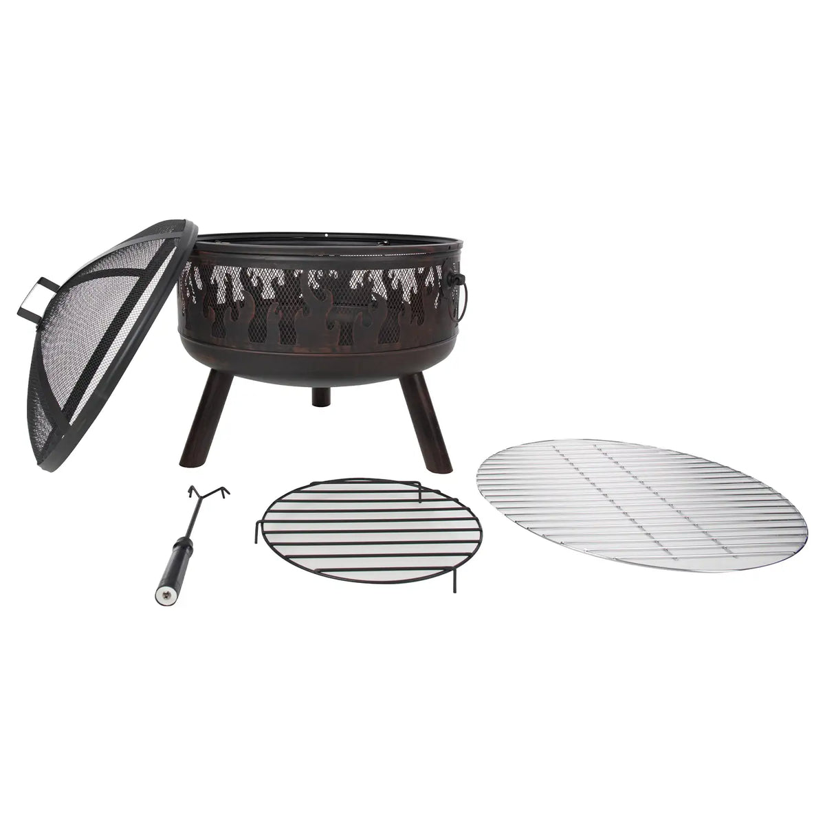 Brasero con parrilla y malla
