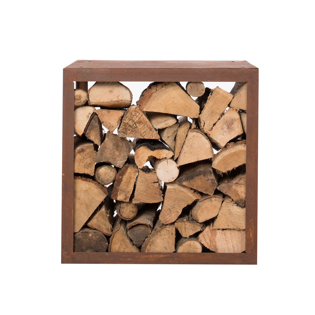 Wood Storage Box in Corten Steel - 50 cm