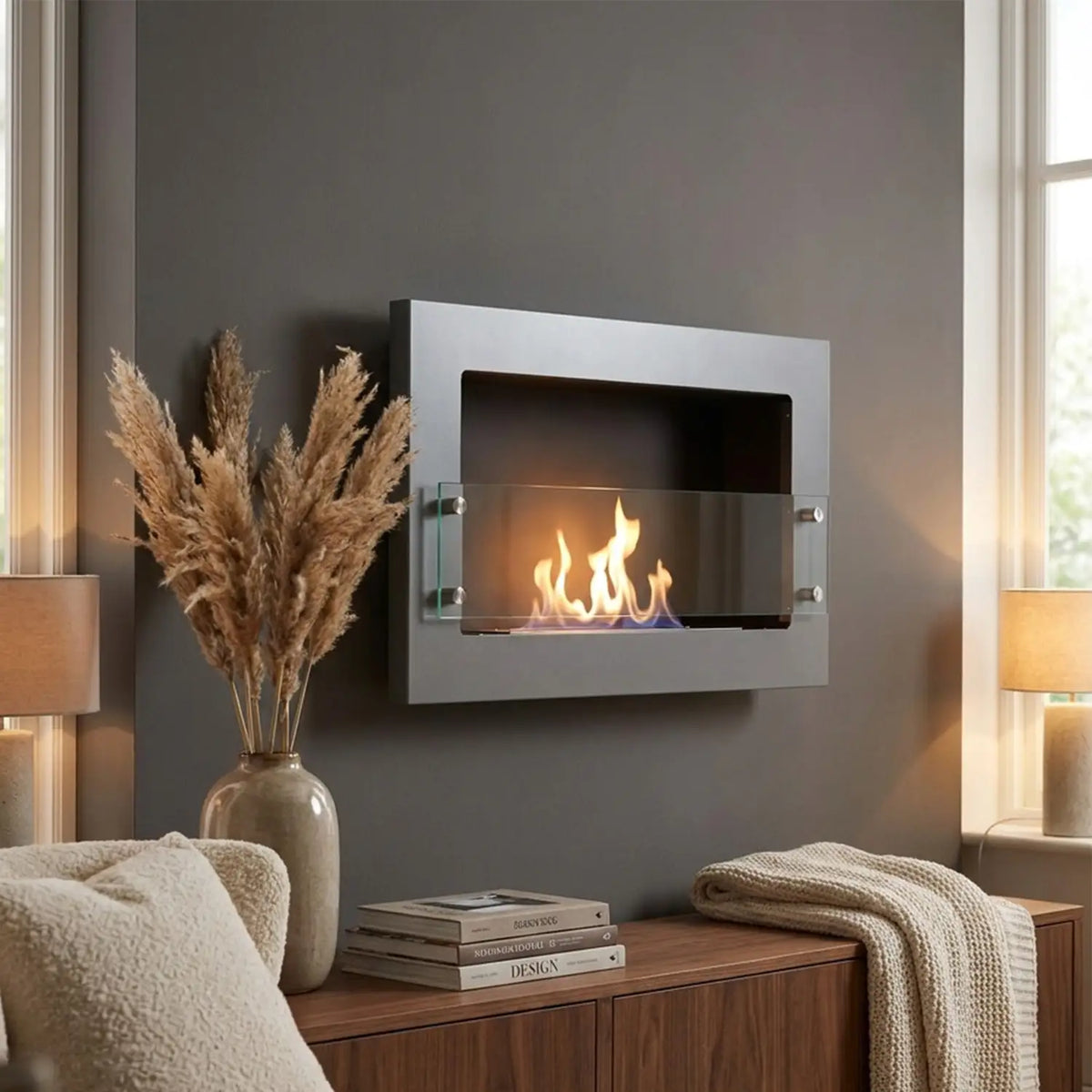 Texas Acero - Chimenea bioetanol de pared