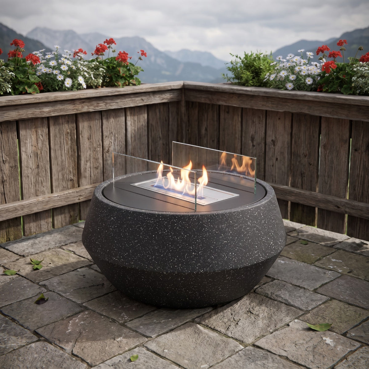 NORDO - Granite Black - Outdoor Bioethanol Fireplace
