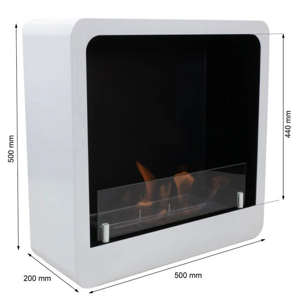 Chimenea bioetanol cuadrada en blanco