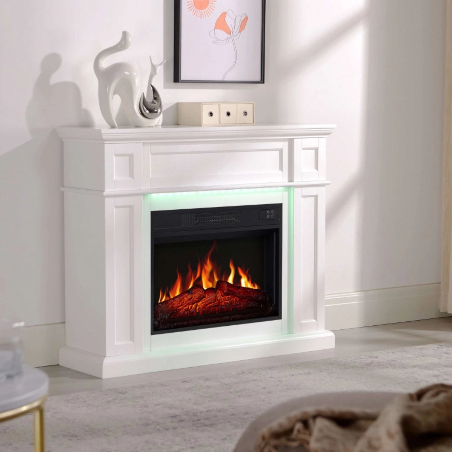 Chimenea Eléctrica Linz - Blanca - Iluminación LED