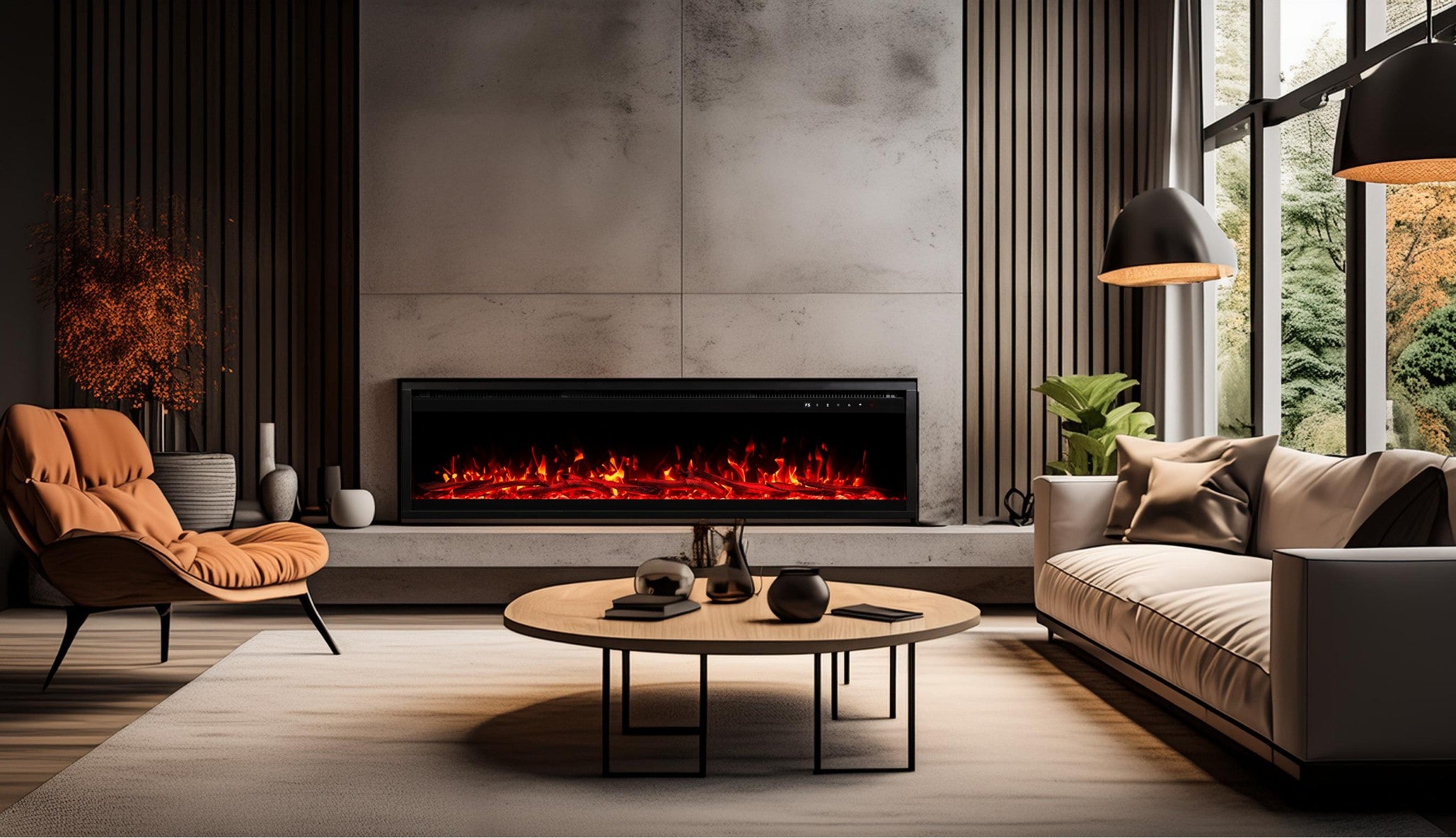 Chimenea eléctrica montada en pared Royal 3D - 180 cm