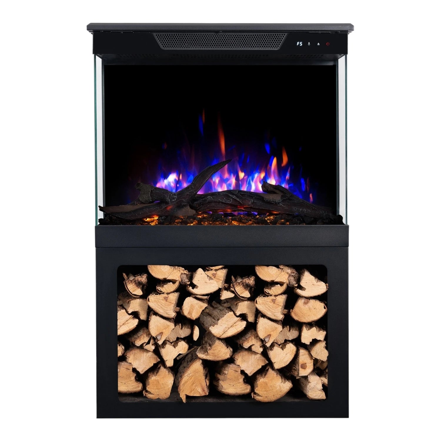 Chimenea eléctrica Tower 61 con almacenamiento para leña