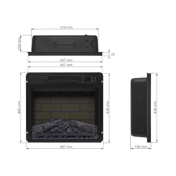 ArtiFlame AF18B - Inserto de Chimenea Eléctrica de 18"