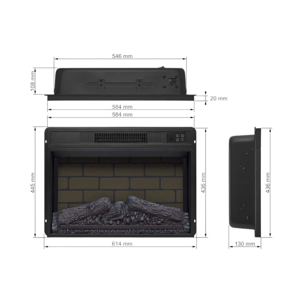 ArtiFlame AF23BS - Inserto de Chimenea Eléctrica de 23"
