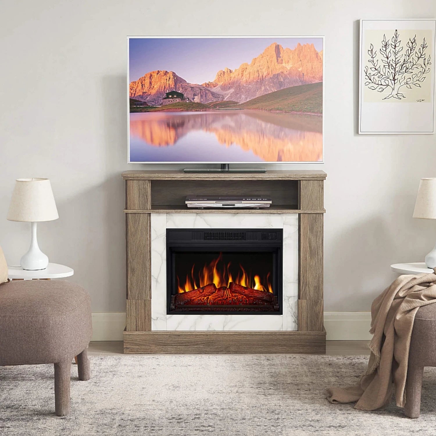 Chimenea Eléctrica For Living – Roble Gris