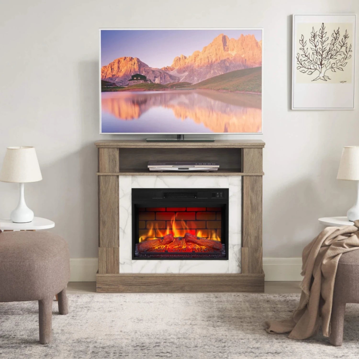 Chimenea Eléctrica For Living – Roble Gris