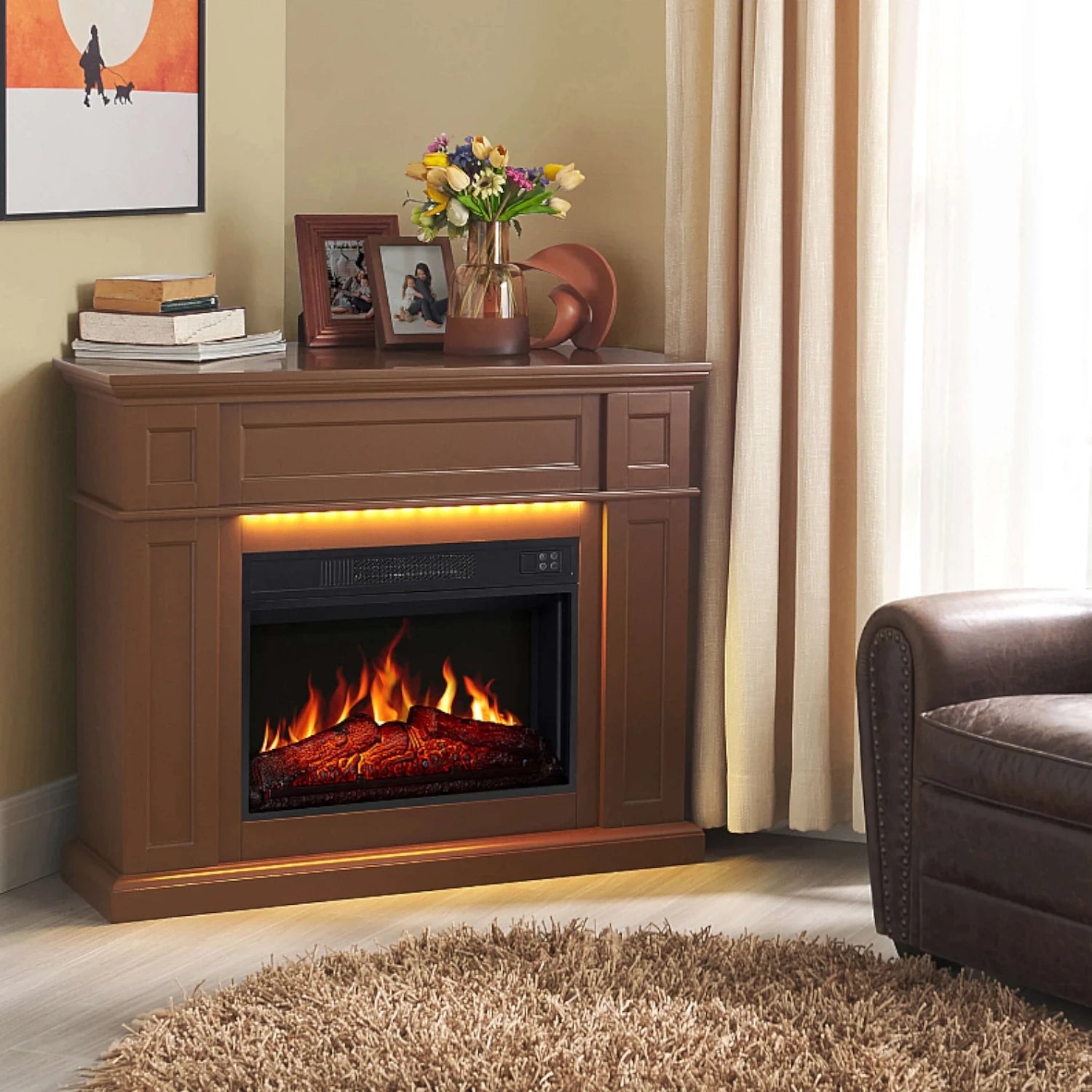 Chimenea eléctrica Linz 2 en 1 – Marrón
