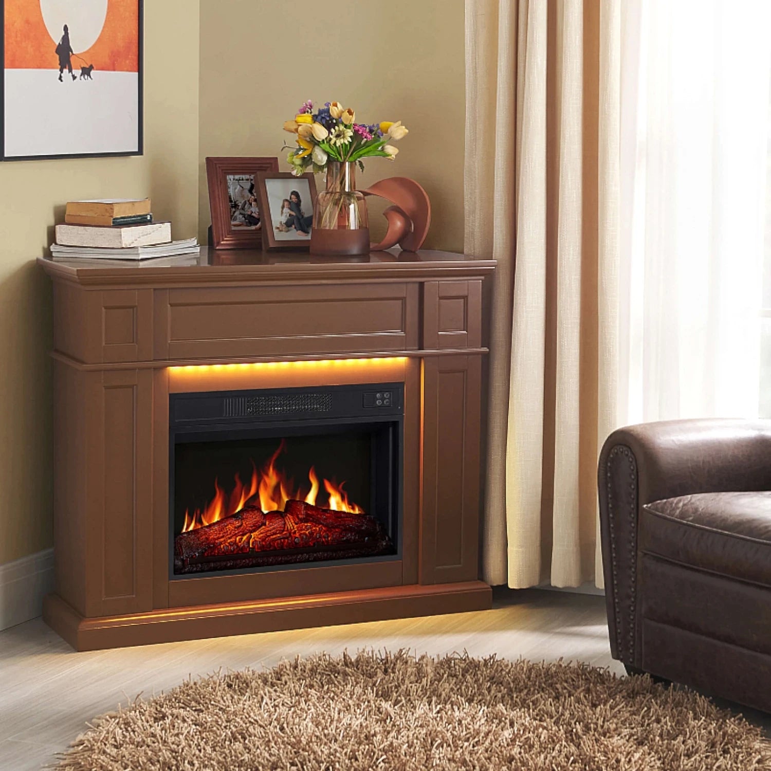 Chimenea eléctrica Linz 2 en 1 – Marrón