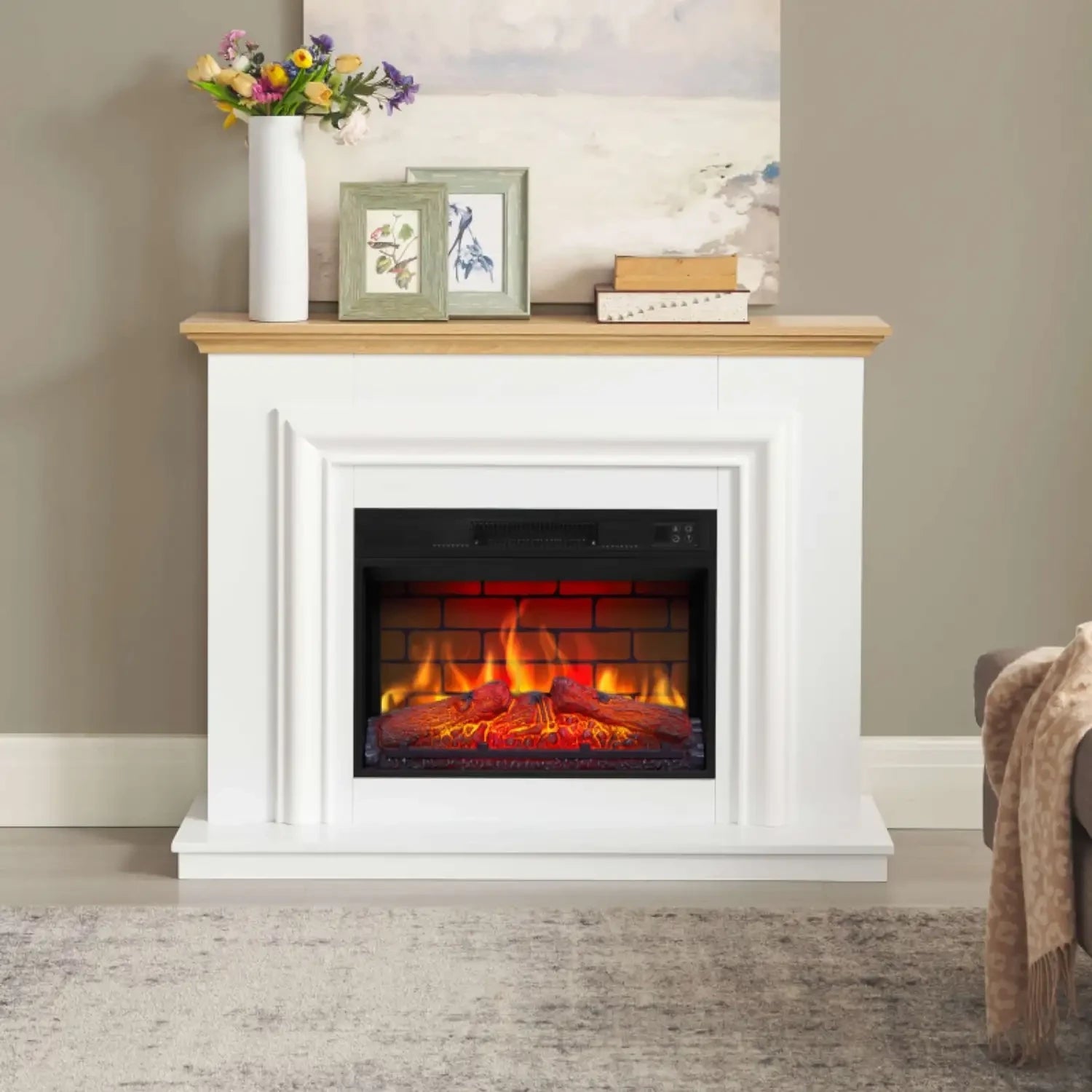 Chimenea Eléctrica Marbelya – Blanco / Roble Natural